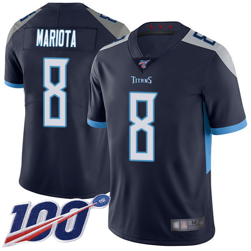 Tennessee Titans Limited Navy Blue Men Marcus Mariota Home Jersey NFL Football #8 100th Season Vapor Untouchable
